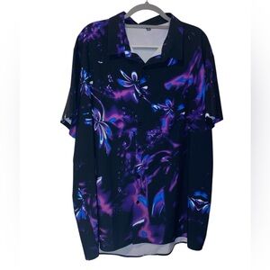 OUKU floral print silky button down 3XL shirt